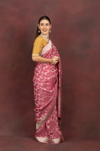 Women's Pink Floral Saree
