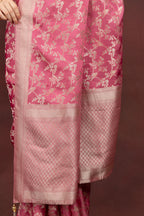 Women's Pink Floral Saree
