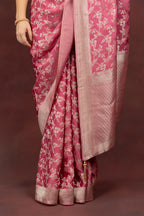 Women's Pink Floral Saree