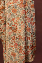 Women's Beige Floral Printed Saree