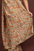 Women's Beige Floral Printed Saree
