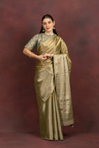 Women's Olive Green Silk Blend Saree