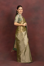 Women's Olive Green Silk Blend Saree