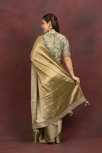 Women's Olive Green Silk Blend Saree