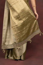 Women's Olive Green Silk Blend Saree