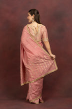 Women's Blush Pink Tissue Silk Saree with Zari Border