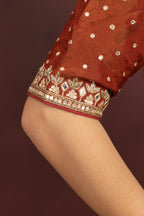 Women's Beige Floral Printed Organza Saree