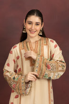 Women's Beige Printed Kurta Palazzo Set with Dupatta