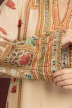 Women's Beige Printed Kurta Palazzo Set with Dupatta