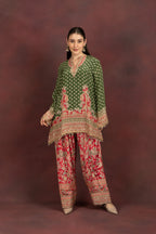 Women's Olive Green Printed Kurta Palazzo Set