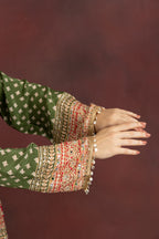 Women's Olive Green Printed Kurta Palazzo Set