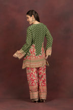 Women's Olive Green Printed Kurta Palazzo Set