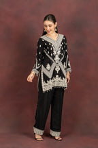 Women's Black Embroidered Kurta Pant Set with Dupatta