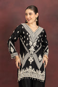 Women's Black Embroidered Kurta Pant Set with Dupatta