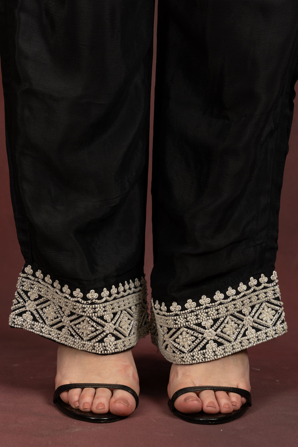 Women's Black Embroidered Kurta Pant Set with Dupatta