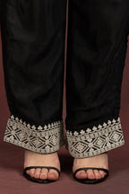 Women's Black Embroidered Kurta Pant Set with Dupatta