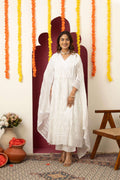 White Embroidered Cotton Suit Set