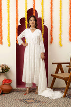 White Embroidered Cotton Suit Set