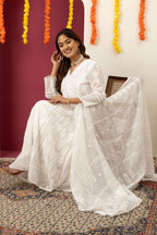 White Embroidered Cotton Suit Set