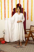 White Embroidered Cotton Suit Set