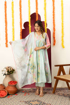 Mint Printed Cotton Suit Set