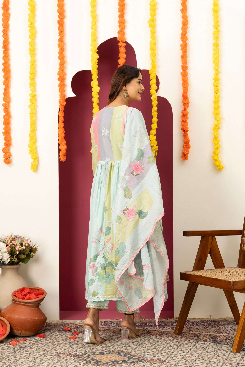 Mint Printed Cotton Suit Set