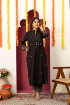 Black Threadwork Suit Set