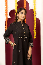 Black Threadwork Suit Set