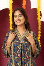 Royal Blue Printed Suit Set