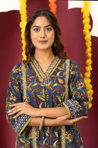 Royal Blue Printed Suit Set