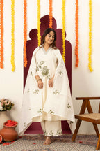 Ivory Floral Embroidered Suit Set