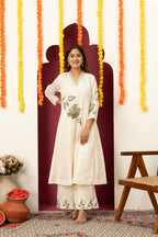 Ivory Floral Embroidered Suit Set