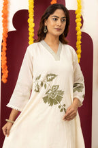Ivory Floral Embroidered Suit Set