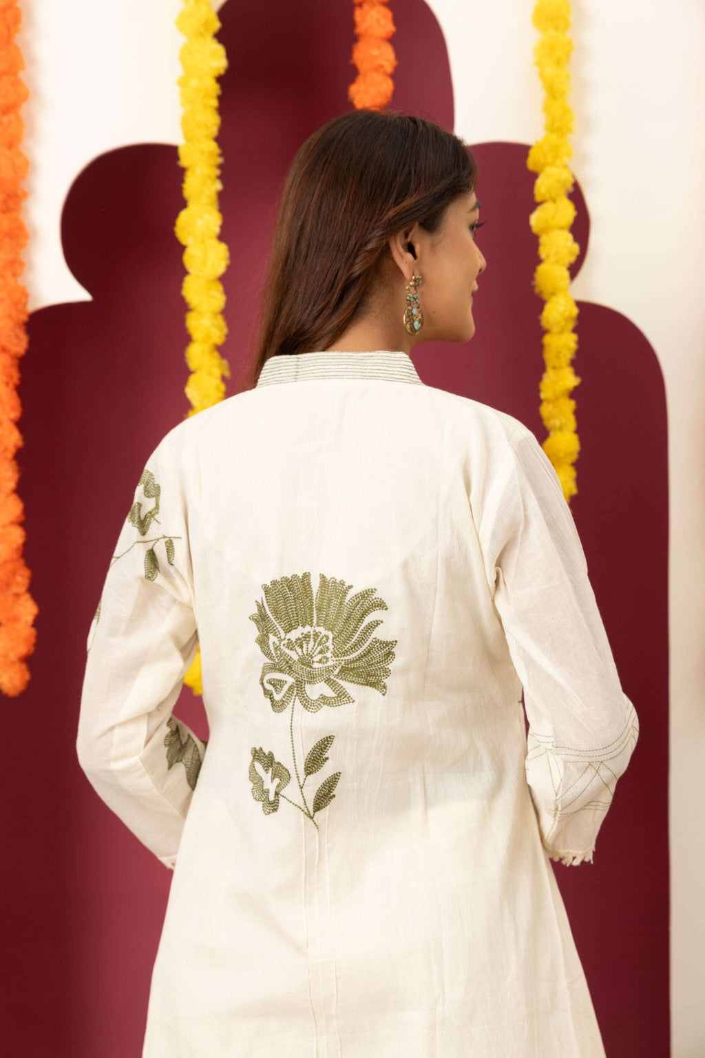 Ivory Floral Embroidered Suit Set