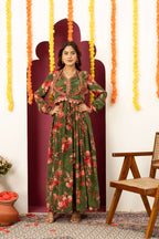 Olive Floral Festive Suit Set