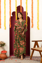 Olive Floral Festive Suit Set