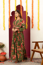 Olive Floral Festive Suit Set