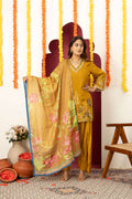 Mustard Floral Embroidered Suit Set