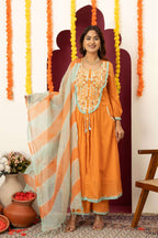 Tangerine Embroidered Suit Set