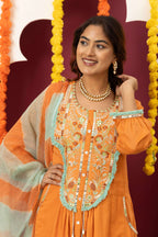 Tangerine Embroidered Suit Set