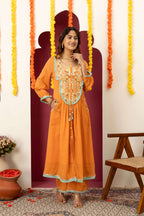 Tangerine Embroidered Suit Set