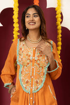 Tangerine Embroidered Suit Set