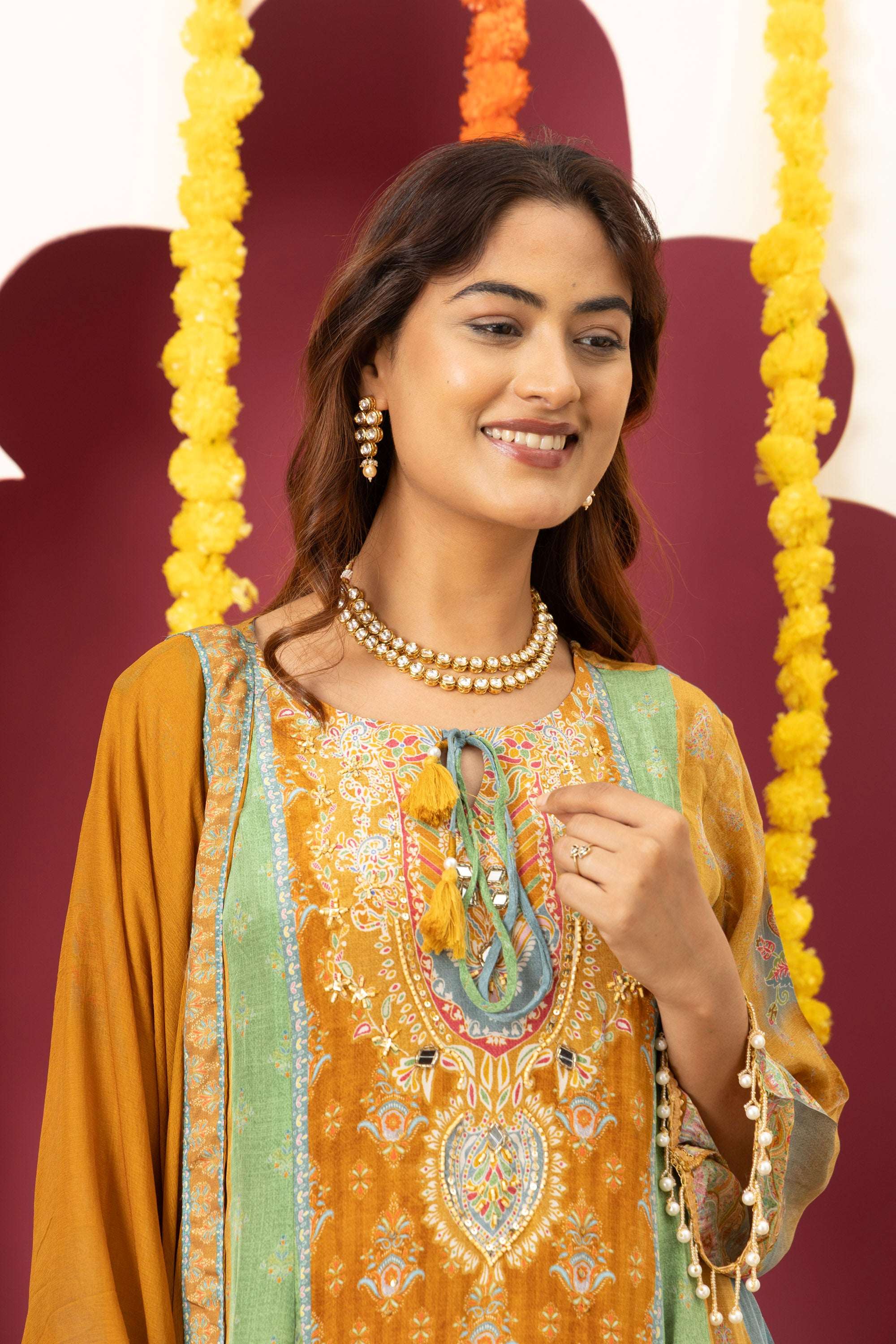 Mustard Heritage Printed Suit Set
