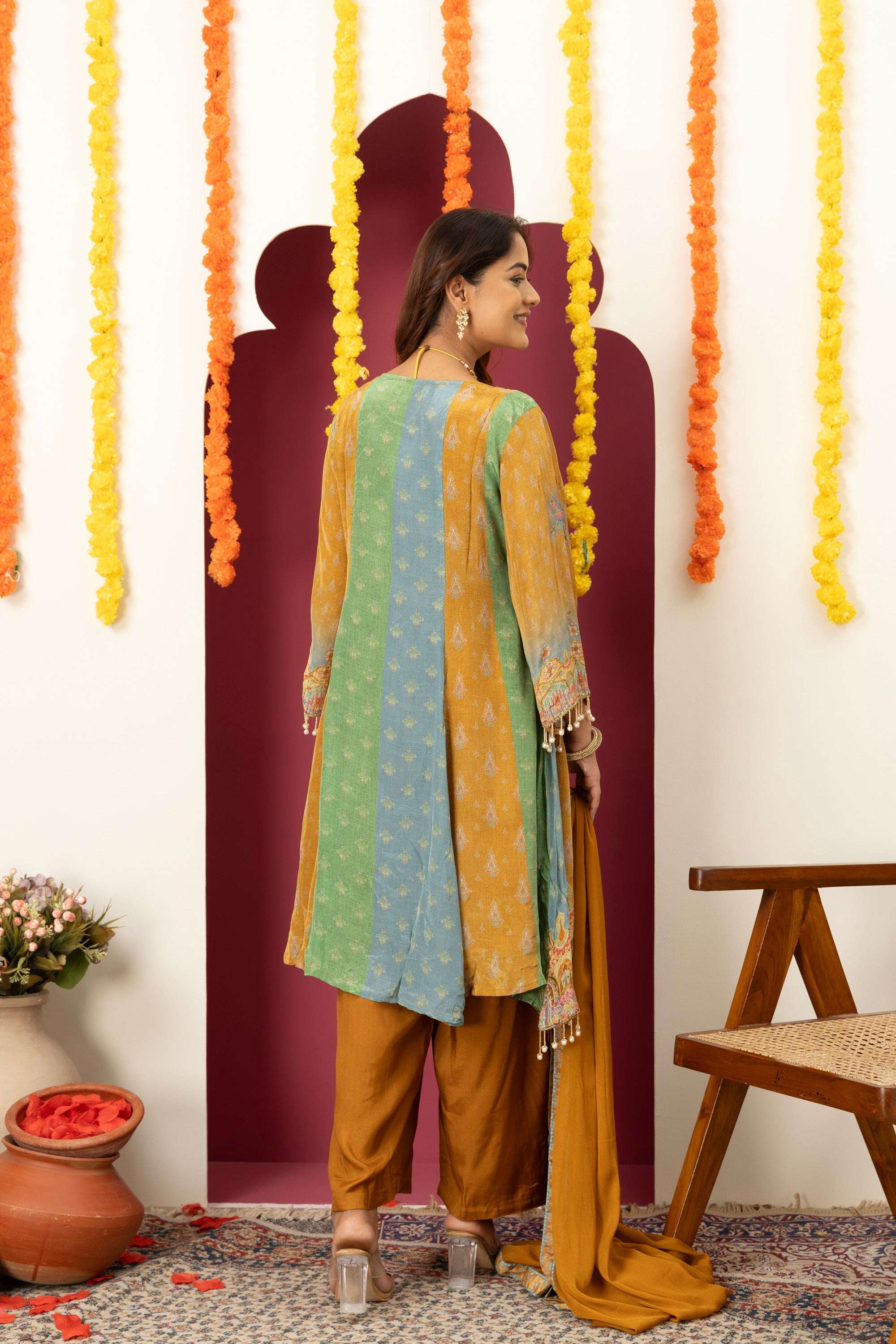 Mustard Heritage Printed Suit Set