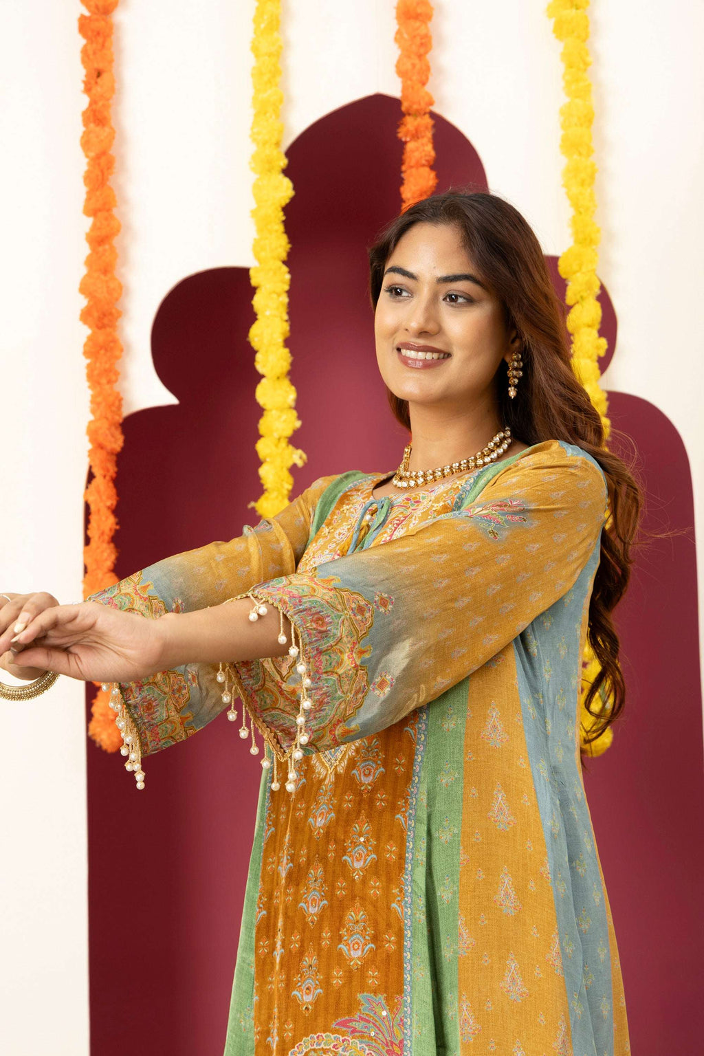 Mustard Heritage Printed Suit Set