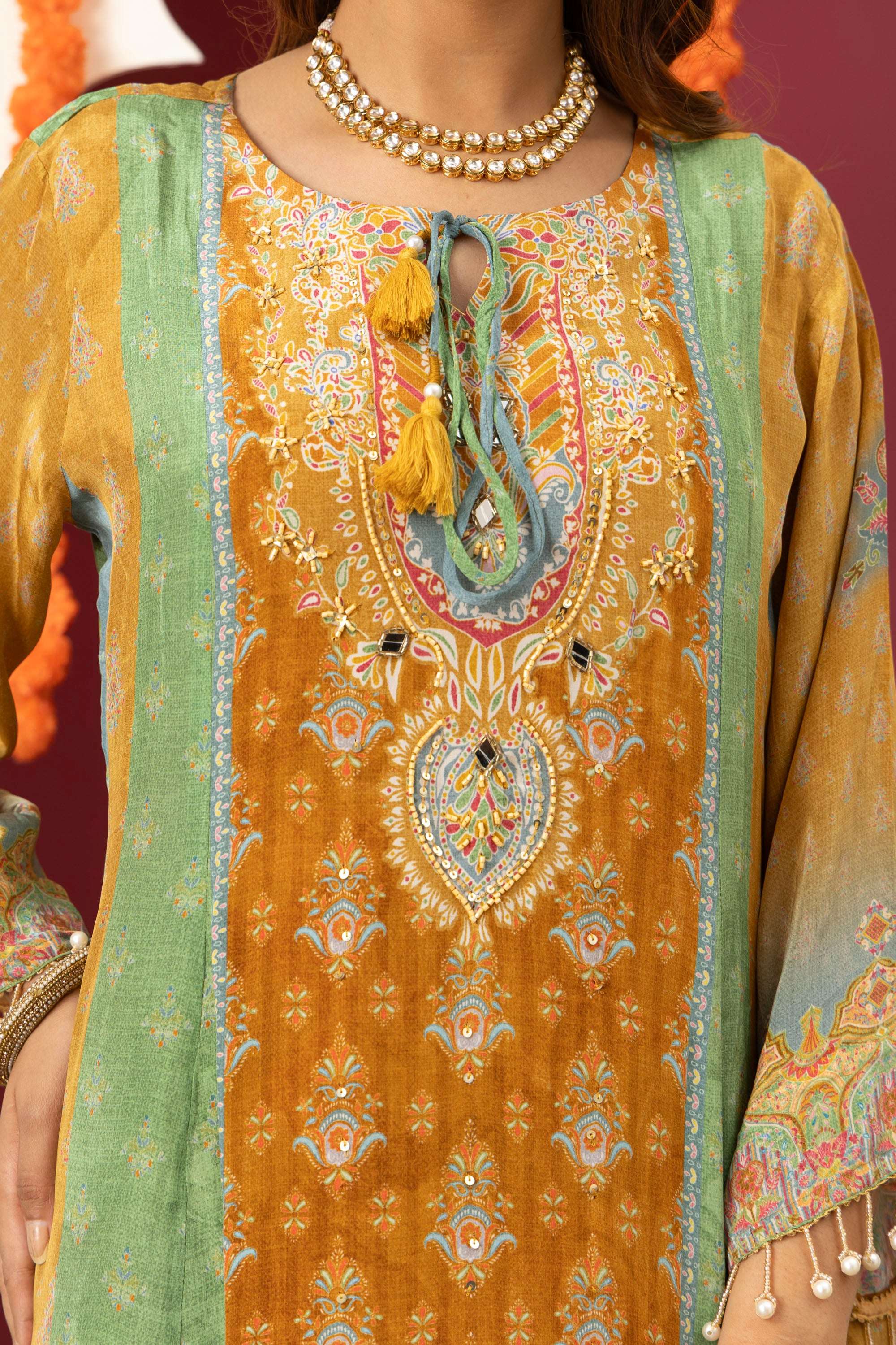 Mustard Heritage Printed Suit Set