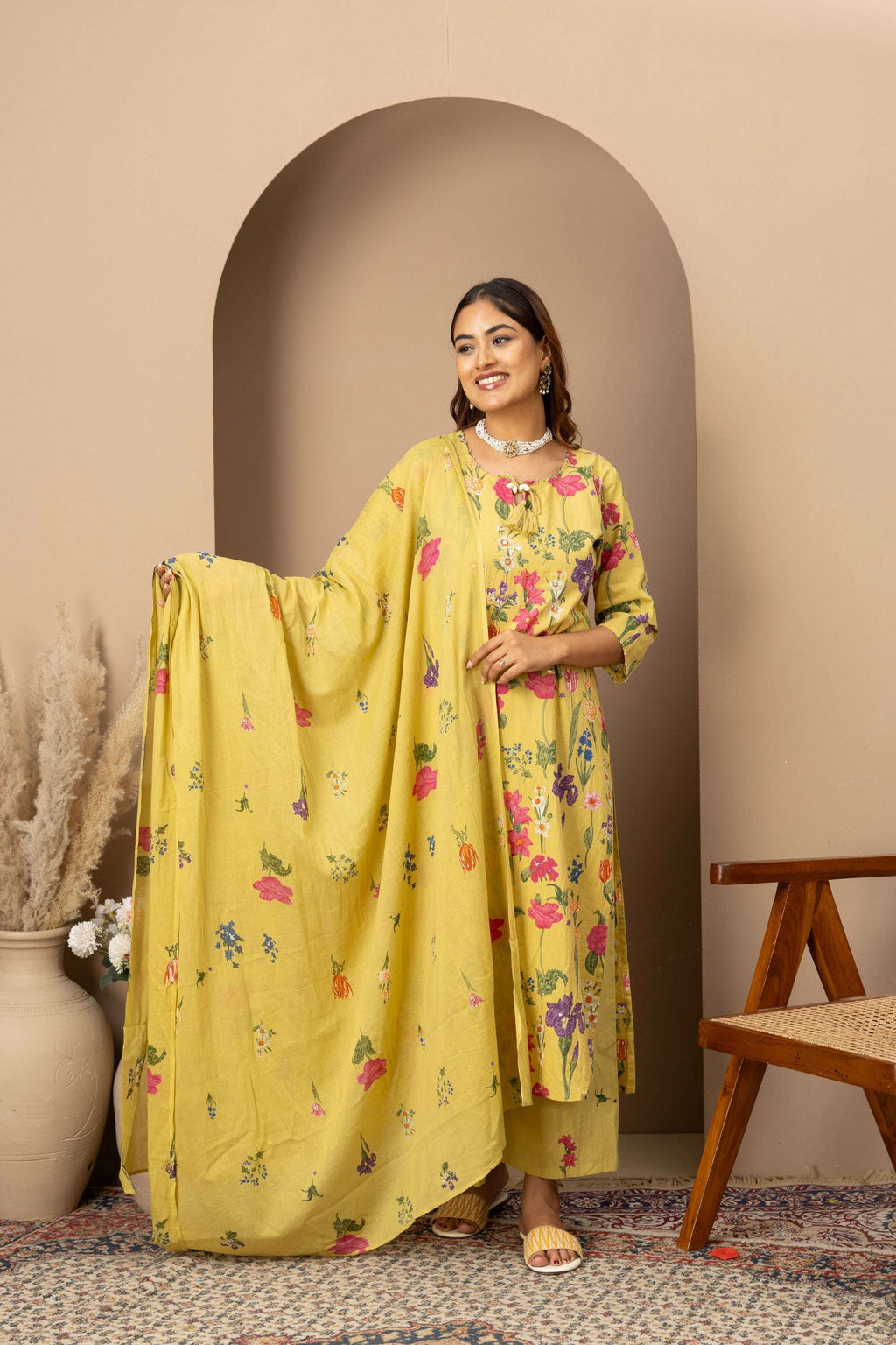 Lemon Floral Printed Suit Set