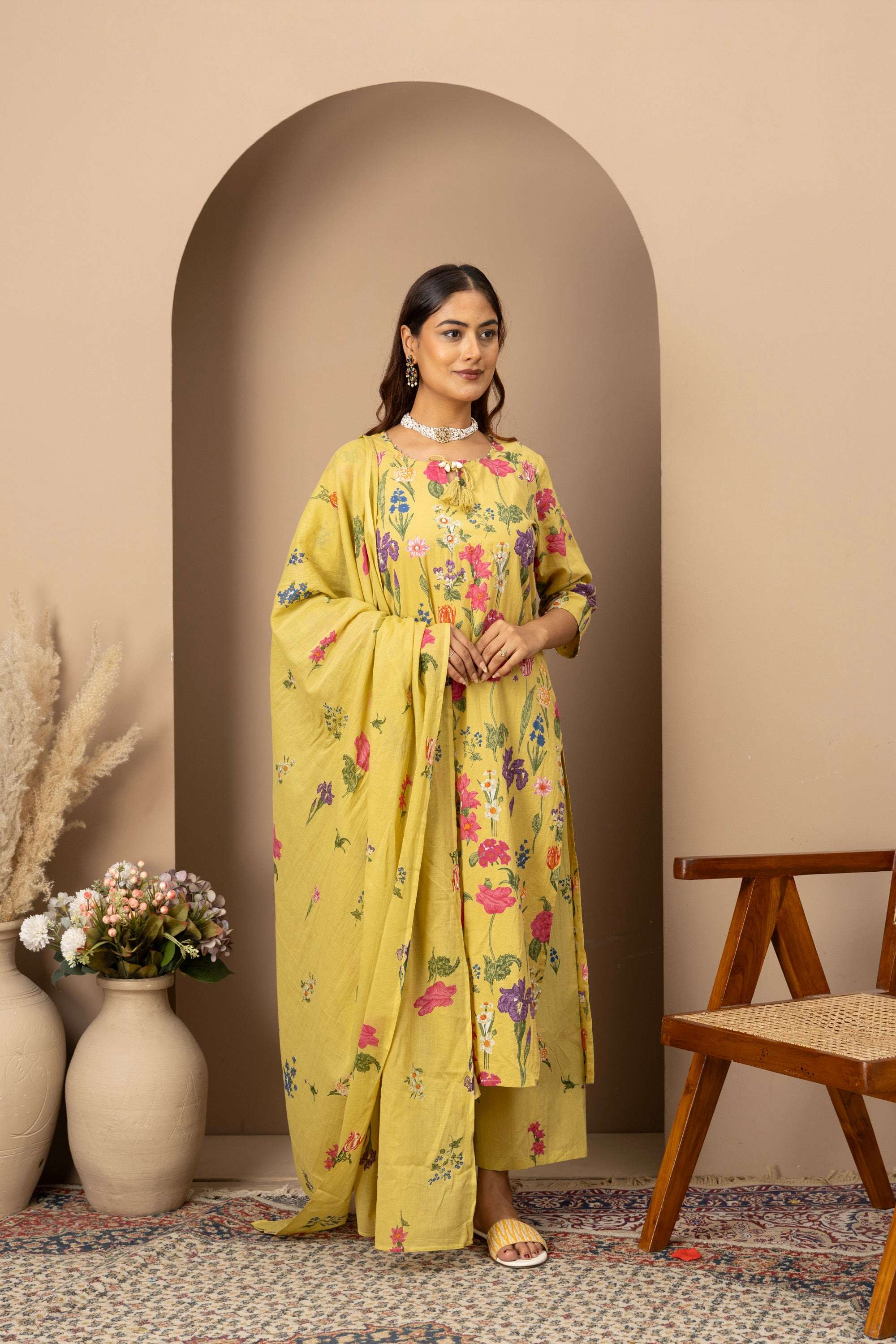 Lemon Floral Printed Suit Set