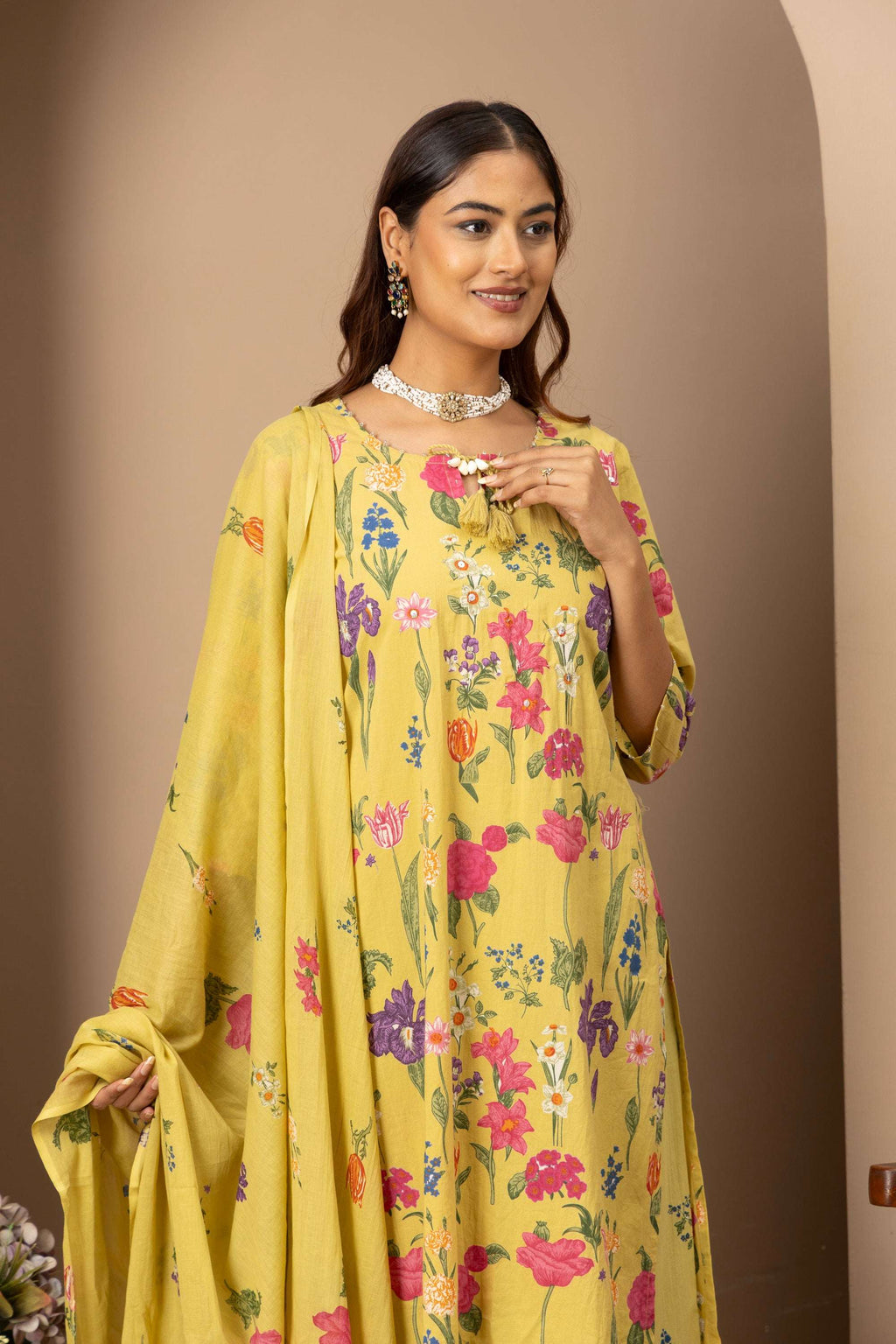 Lemon Floral Printed Suit Set