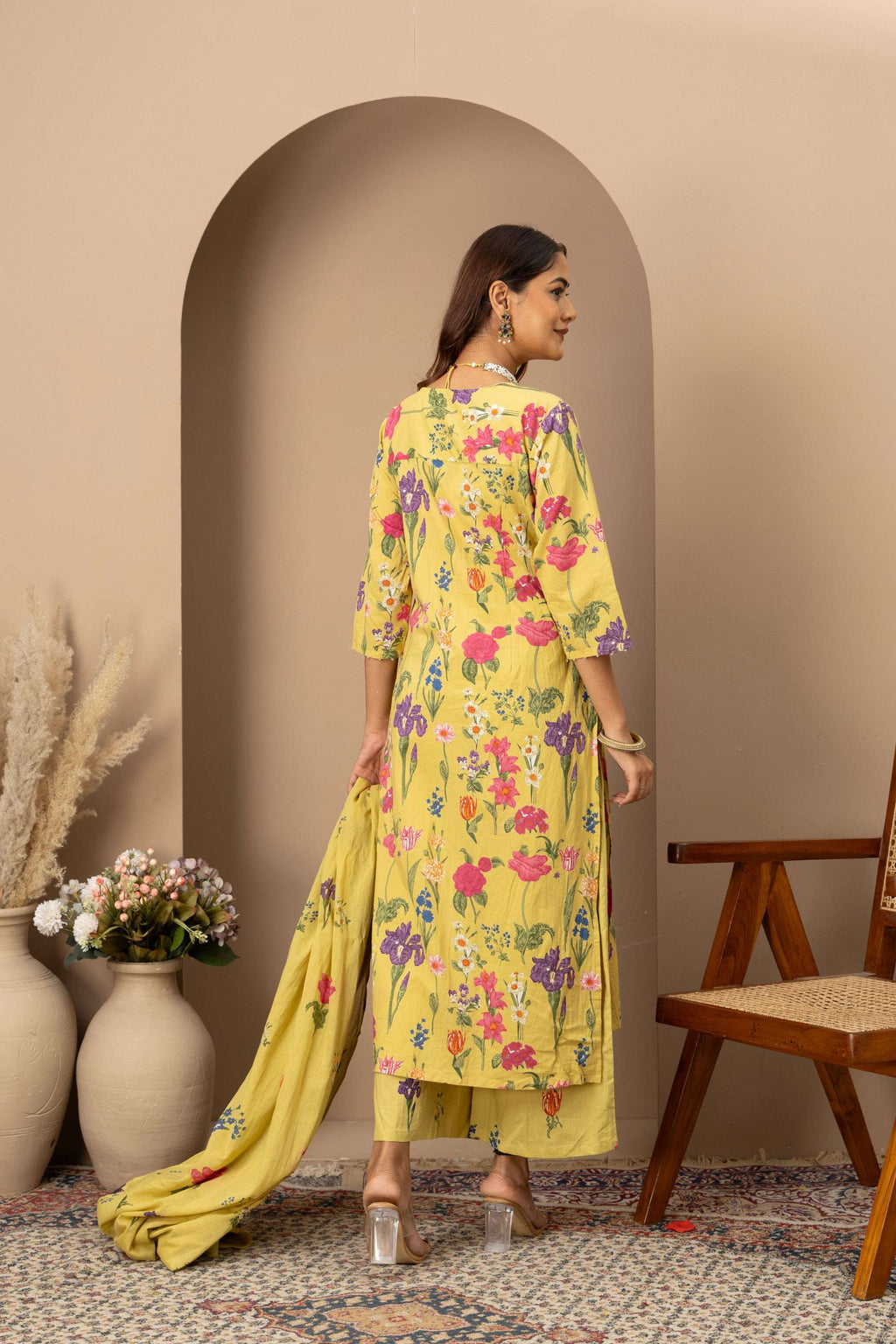 Lemon Floral Printed Suit Set